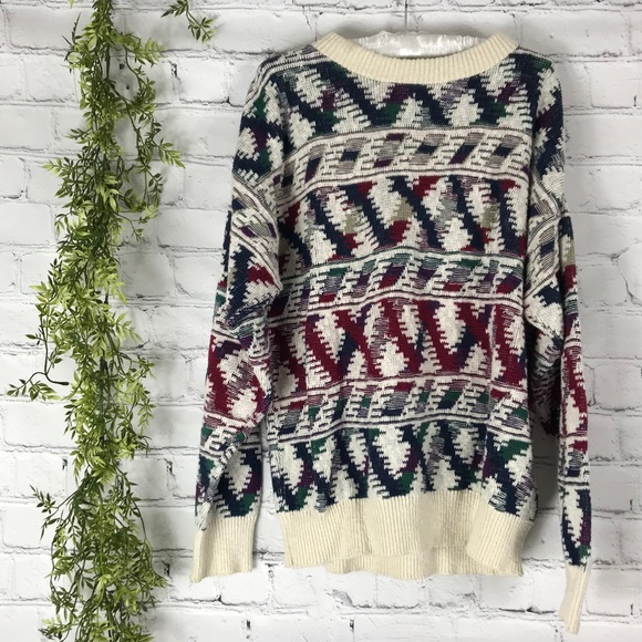 vintage Other - Vintage Chunky Oversized Grandpa Ski Sweater L